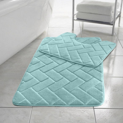 Memory Foam Blocks Anti Slip Bath Mat Set 2 Piece DIY at B&Q