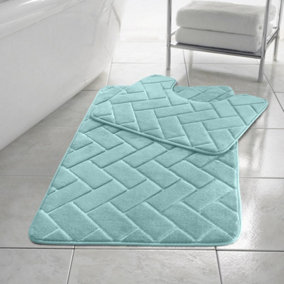 Memory Foam Blocks Anti Slip Bath Mat Set 2 Piece