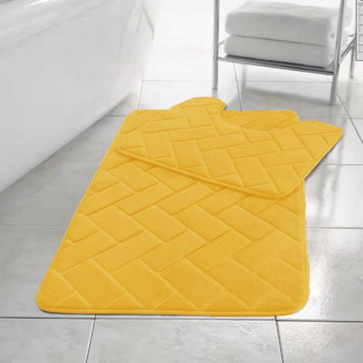 Memory Foam Blocks Anti Slip Bath Mat Set 2 Piece DIY at B&Q