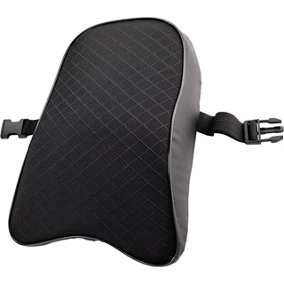 Memory Foam Headrest - Car Seat Head, Neck, Shoulder & Back Support Cushion with Cover & Elasticated Straps - H32 x W18 x D8.5cm