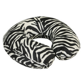Memory Foam Neck Travel Cushion - Soft Velour Cover - Zebra Print Design
