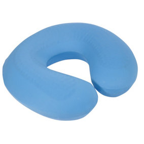 Memory Foam Neck Travel Cushion - Soft Velour Removeable Cover - Blue Fabric