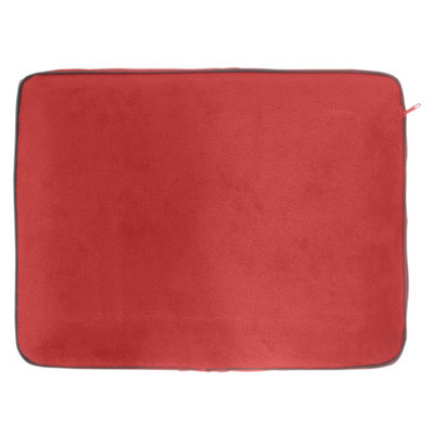 Memory Foam Neck Travel Cushion - Soft Velour Removeable Cover - Red Fabric