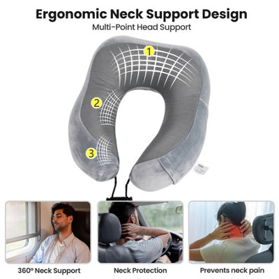 Memory Foam Neck Travel Pillow Lightweight Portable Head Neck Support Pillow - 8