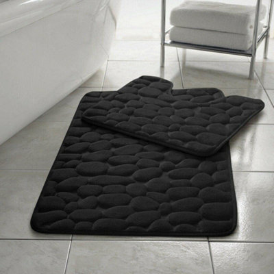 Memory Foam Pebbles Bath Mat Set Non Slip 2 Piece