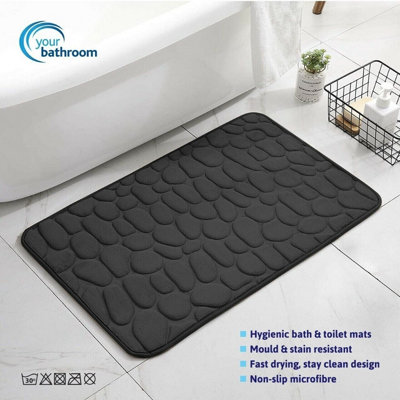 Memory Foam Pedestal Bath Mat Set - Black - 3