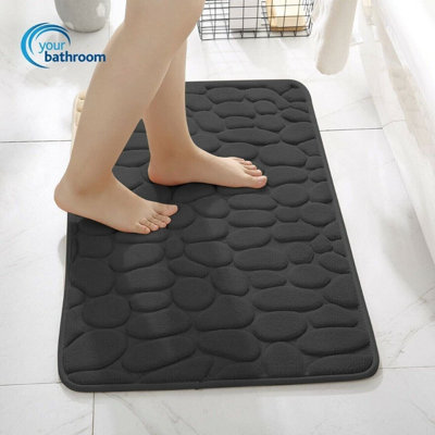 Memory Foam Pedestal Bath Mat Set - Black