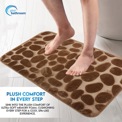 Memory Foam Pedestal Bath Mat Set - Cream