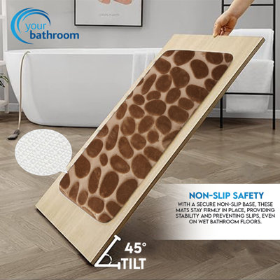 Memory Foam Pedestal Bath Mat Set - Cream - 5
