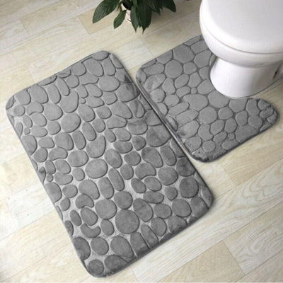 Memory Foam Pedestal Bath Mat Set - Grey Price Comparisons | Compare The Build