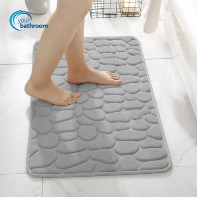 Memory Foam Pedestal Bath Mat Set - Grey - 3