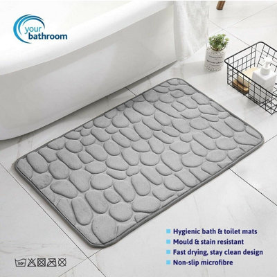 Memory Foam Pedestal Bath Mat Set - Grey - 4