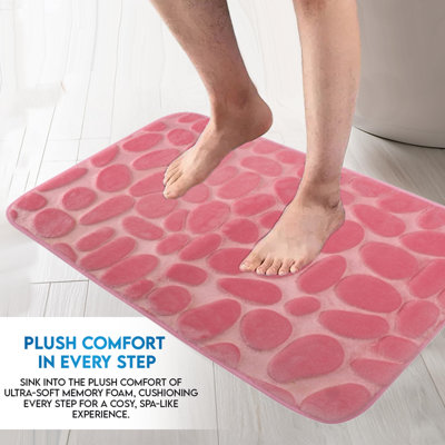 Memory Foam Pedestal Bath Mat Set - Pink