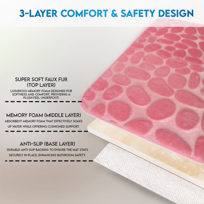 Memory Foam Pedestal Bath Mat Set - Pink - 4