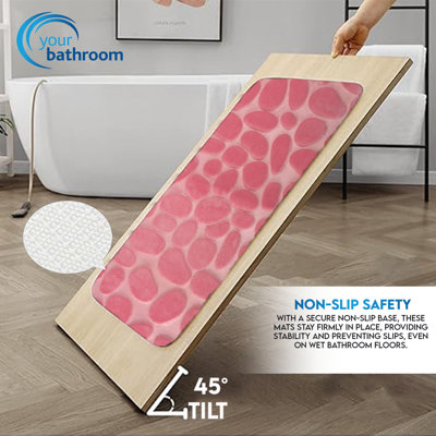Memory Foam Pedestal Bath Mat Set - Pink - 5