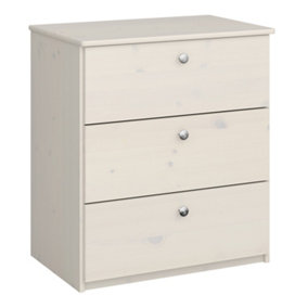 Memphis Chest of Drawers 3 Drawers, White Washed