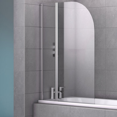 Memphis Chrome Double Curved Frameless Bath Screen (W)1000mm (H)1400mm