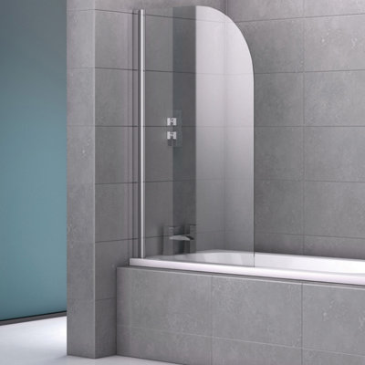 Memphis Chrome Single Curved Frameless Bath Screen (W)800mm (H)1400mm