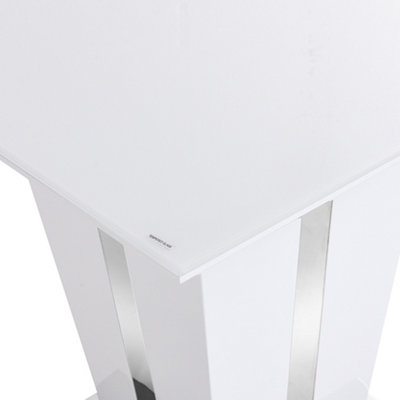 Memphis High Gloss Lamp Table In White With Glass Top