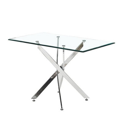 Memphis Large Dining Table In Filo Marble Effect With Glass Top