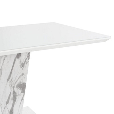 Memphis Large Dining Table In Filo Marble Effect With Glass Top