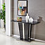 Memphis Small High Gloss Dining Table In Black With Glass Top