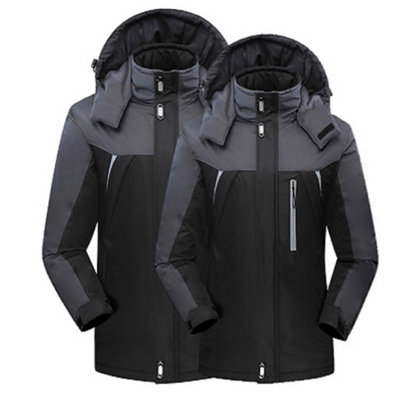 Men L Black Wind and Waterproof Thermal Jacket