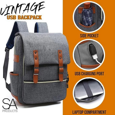 Laptop Backpack For Men & Women - 15.6 Inch School Backpack With USB Port, Anti-Theft Pocket, Luggage Strap