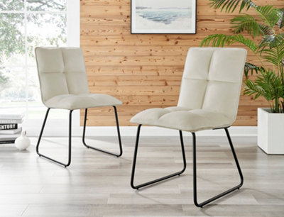 Cream dining chairs with black online legs