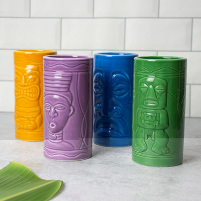 Menkind Tiki Mugs in Assorted Colours Set Of 4