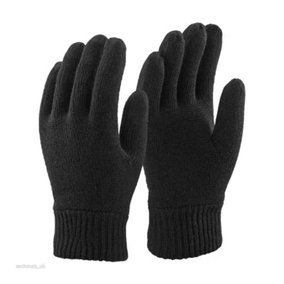 Mens 3M Thinsulate Thermal Lined Winter Gloves M/L Black