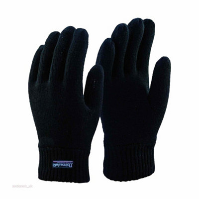 Mens 3M Thinsulate Thermal Lined Winter Gloves M/L Black