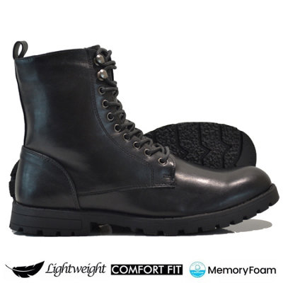Men's Wide Military Tactical Boots – Combat Ankle High Hiking, Side Zip, Leather
