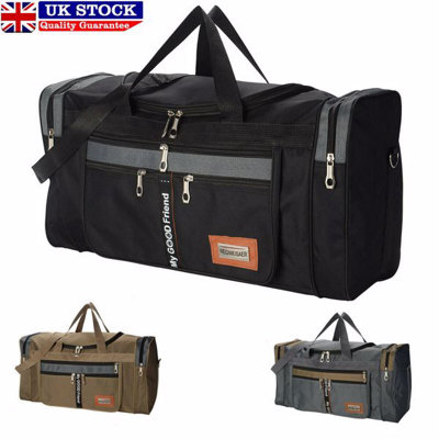 Mens extra large big sports gym holdall bag travel work cabin barrel bag-BLack