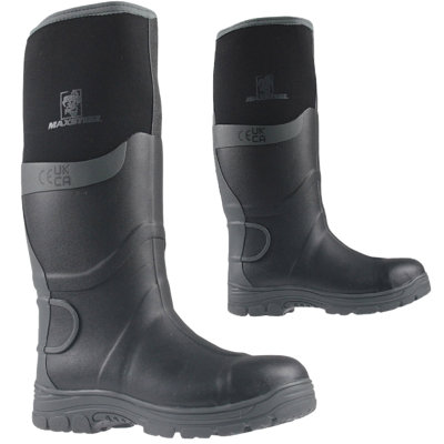 Mens Maxsteel Safety Neoprene Wellington S5 Steel Toe Cap Waterproof ...