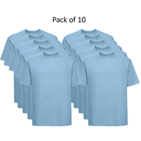 Mens Plain T-Shirt Russell Classic Cotton Ringspun Short Sleeve - XL - Sky - Pack of 10