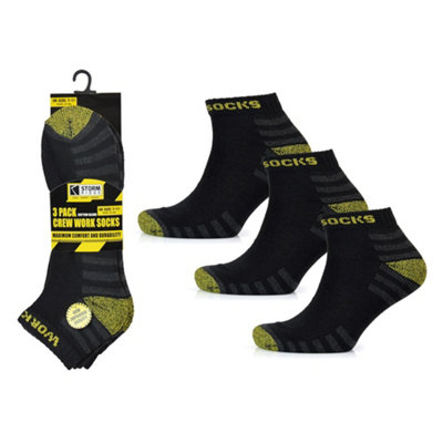 Buy Mens Storm Ridge Hardwearing Crew Work Trainer Socks 3 Pack Cotton ...