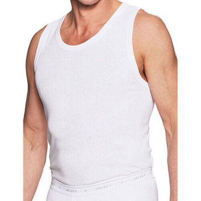 Mens White Vest Fitted Gym Training Tank Top T Shirt New Sleeveless Extra Large