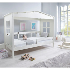 Mento White Wooden Treehouse Bed With Memory Foam Mattress