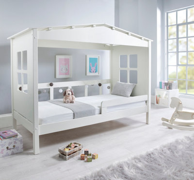 Mento White Wooden Treehouse Bed With Pocket Mattress