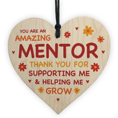 MENTOR Gift Hanging Wood Heart Thank You Teacher Mentor Friendship Gift ...