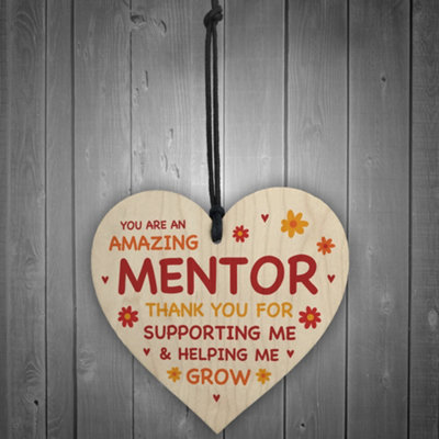 MENTOR Gift Hanging Wood Heart Thank You Teacher Mentor Friendship Gift ...