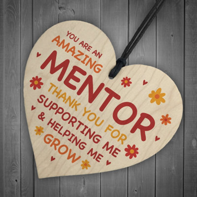 MENTOR Gift Hanging Wood Heart Thank You Teacher Mentor Friendship Gift ...