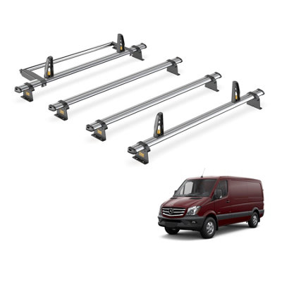 Mercedes Sprinter 4 Bar Roof Rack + Ladder Roller for 2006-2018 (Medium (L2) Wheelbase with Standard (H1) Roof) - Van Guard Trade