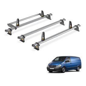 Mercedes Vito 3 Bar Roof Rack + Ladder Roller for 2003-2014 (Compact (L1) or Long (L2) Wheelbase with Barn Doors)