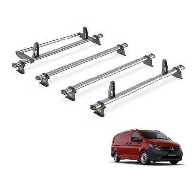 Mercedes Vito 4 Bar Roof Rack + Ladder Roller for 2015+ (Compact (L1) or Long (L2) Wheelbase with Barn Doors) - Van Guard Trade