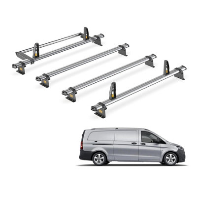 Mercedes Vito 4 Bar Roof Rack + Ladder Roller for 2015+ (Extra Long (L3) Wheelbase with Barn Doors) - Van Guard Trade