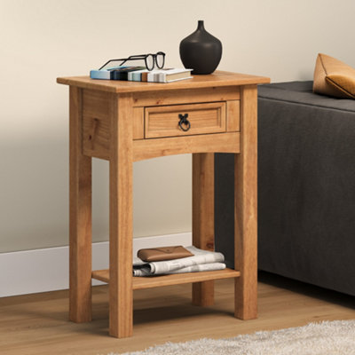 Mercers Furniture Corona 1 Drawer Console Table 1 Shelf Hallway Side Unit Solid Pine with Mexican Styling