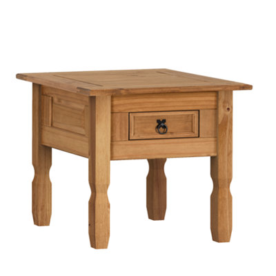 Mercers Furniture Corona 1 Drawer Lamp Table Coffee End Unit Solid Pine with Mexican Styling