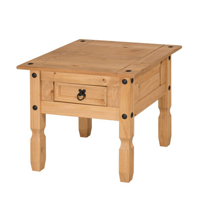 Mercers Furniture Corona 1 Drawer Lamp Table Coffee End Unit Solid Pine with Mexican Styling